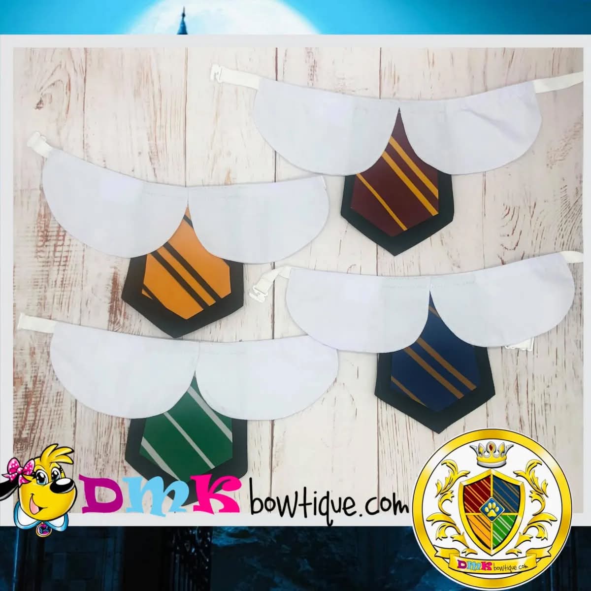 Harry Potter Inspired With Ties for Large dogs - Adjustable Bands - BOGO